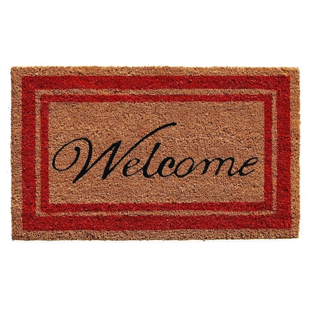 Configuracion 24 x 36 in. Red Border Welcome Rectangular Doormat Natural CO3361363